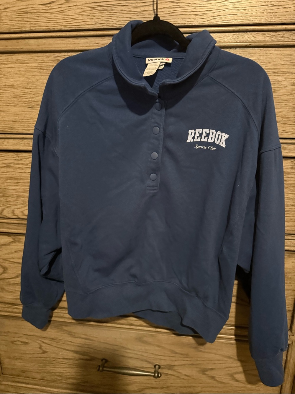 Rebook Women's Navy Blue Snap-Placket Pullover Sweatshirt